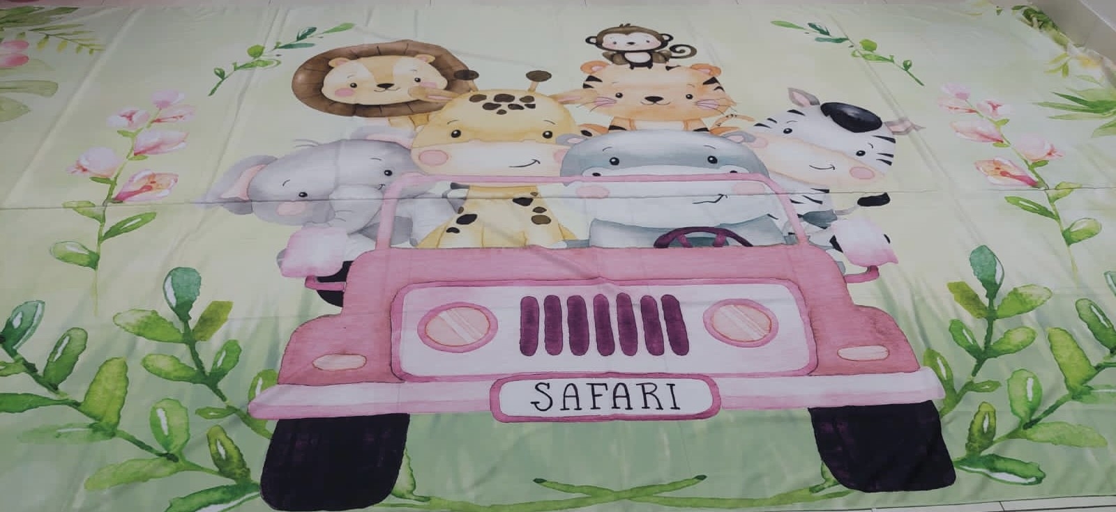Painel Retangular Safari Rosa - Boutique festa locações 