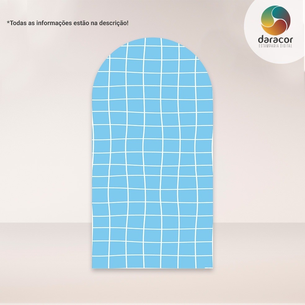 Capa Painel Romano Quadriculado Azul - Boutique festa locações 