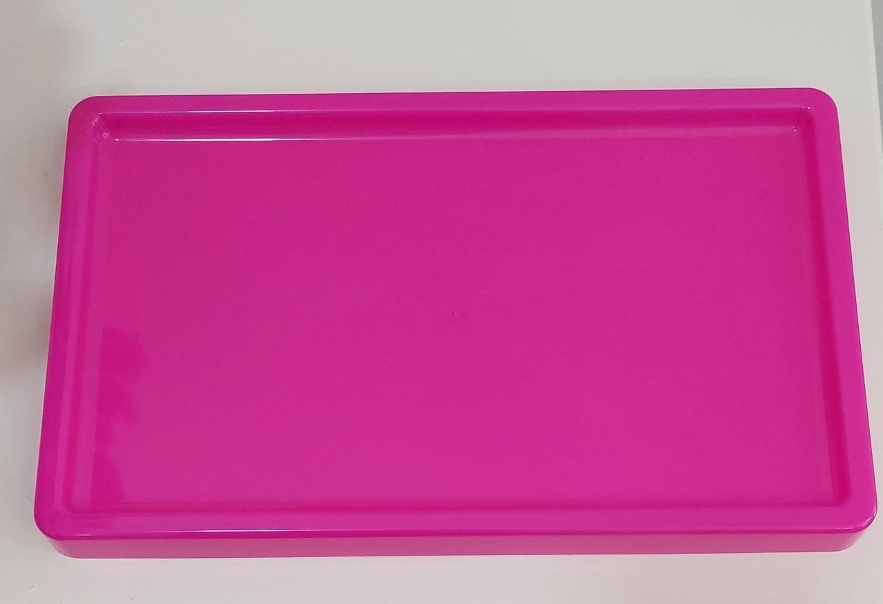 Bandeja Rosa Pink_Neon Retangular Plástica - Boutique festa locações 