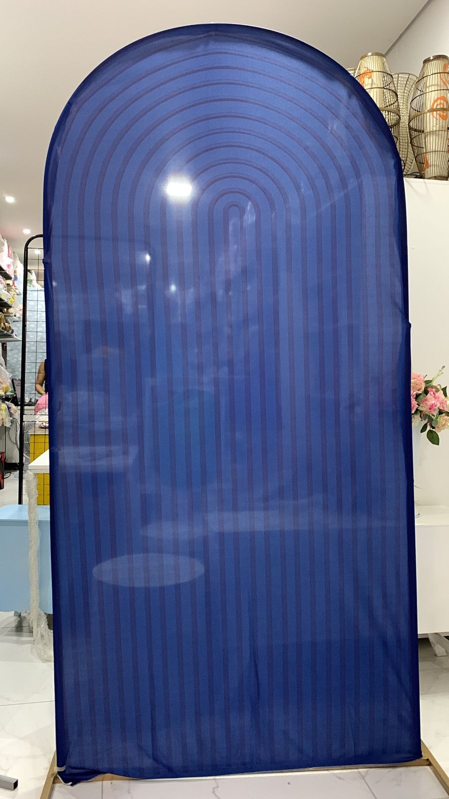 Capa Painel Romano Azul Royal  Listrado - Boutique festa locações 