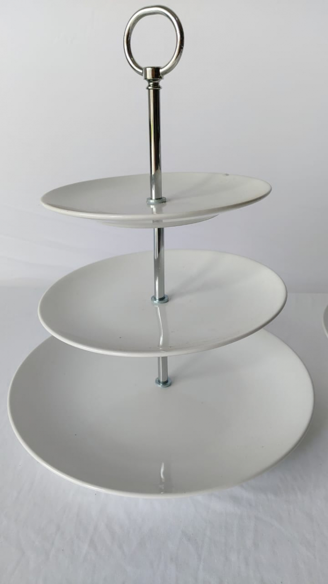 Bandeja Branca Dupla Porcelana - Boutique festa locações 