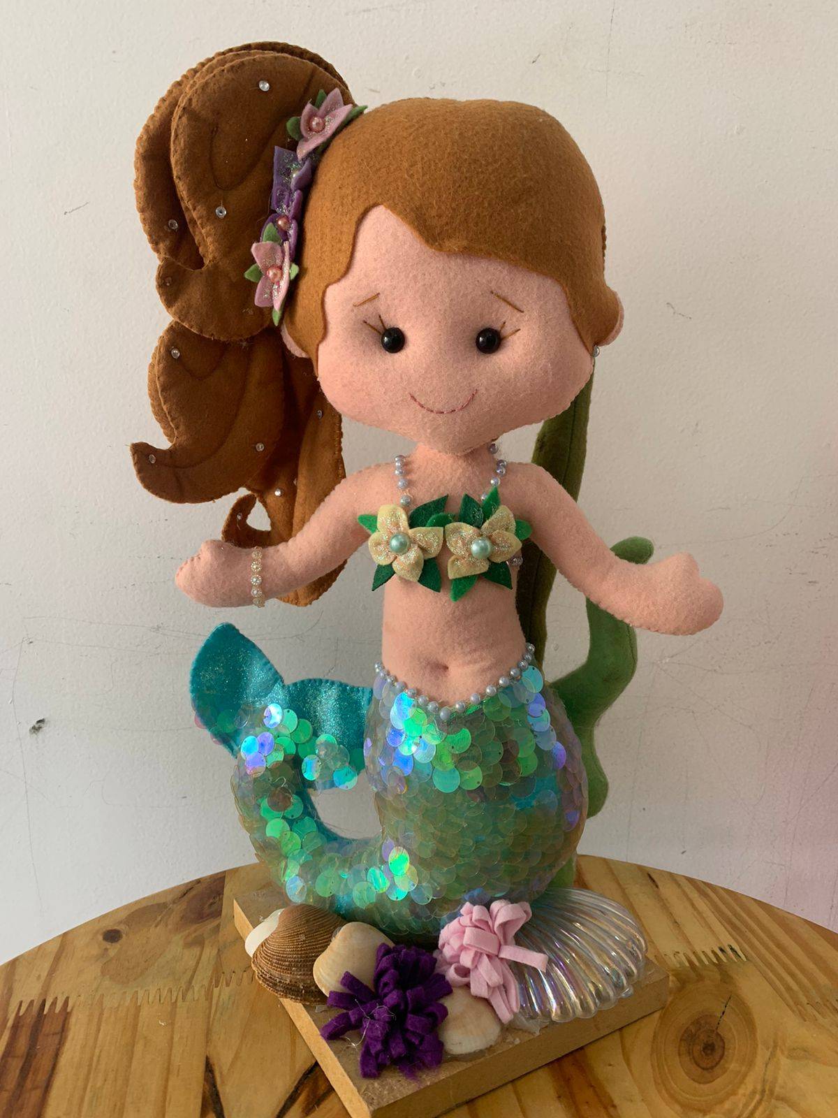 Sereia Morena C/ Cauda Verde - Boutique festa locações 