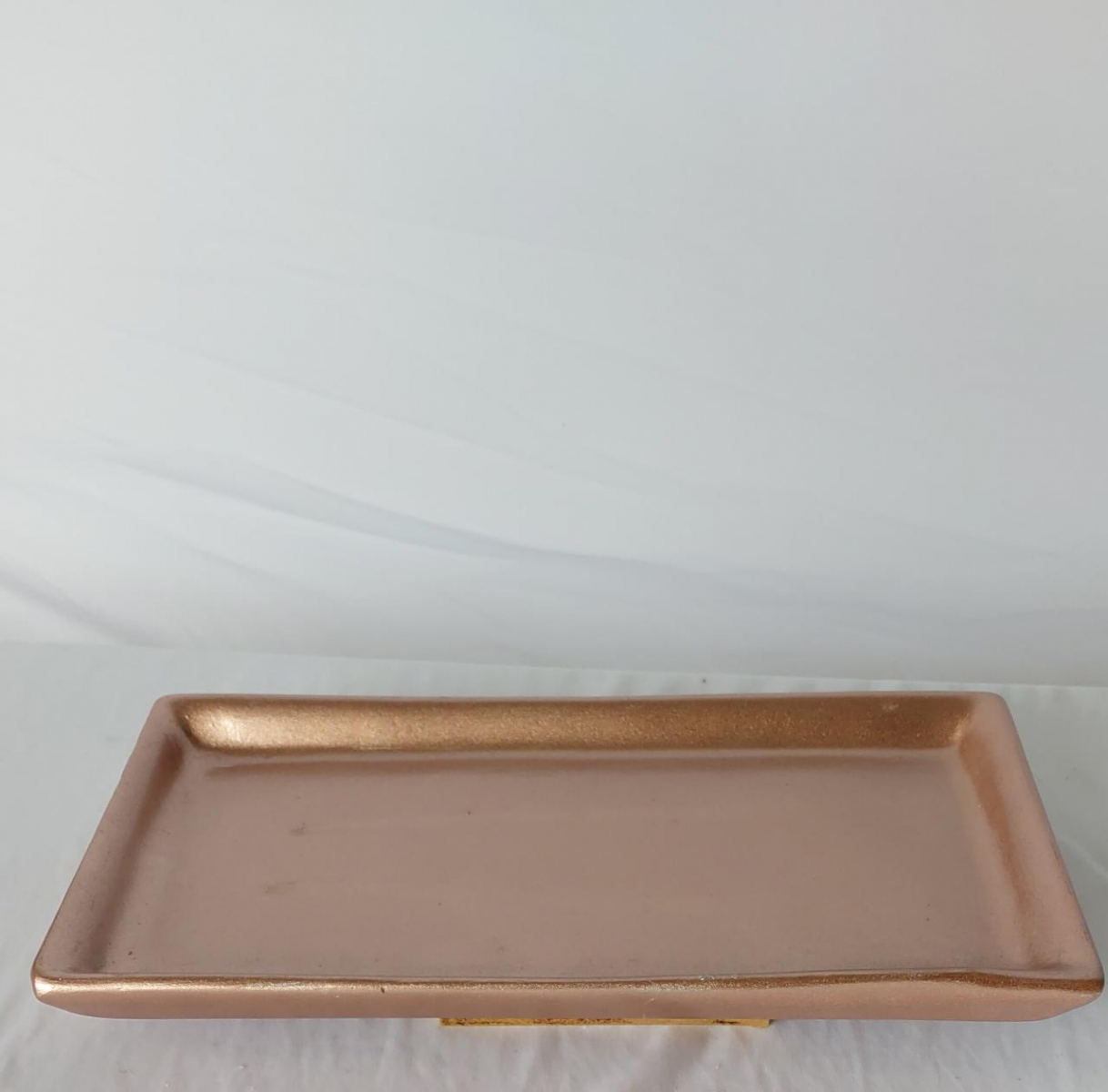 Bandeja Rose Gold Retangular Porcelana - Boutique festa locações 