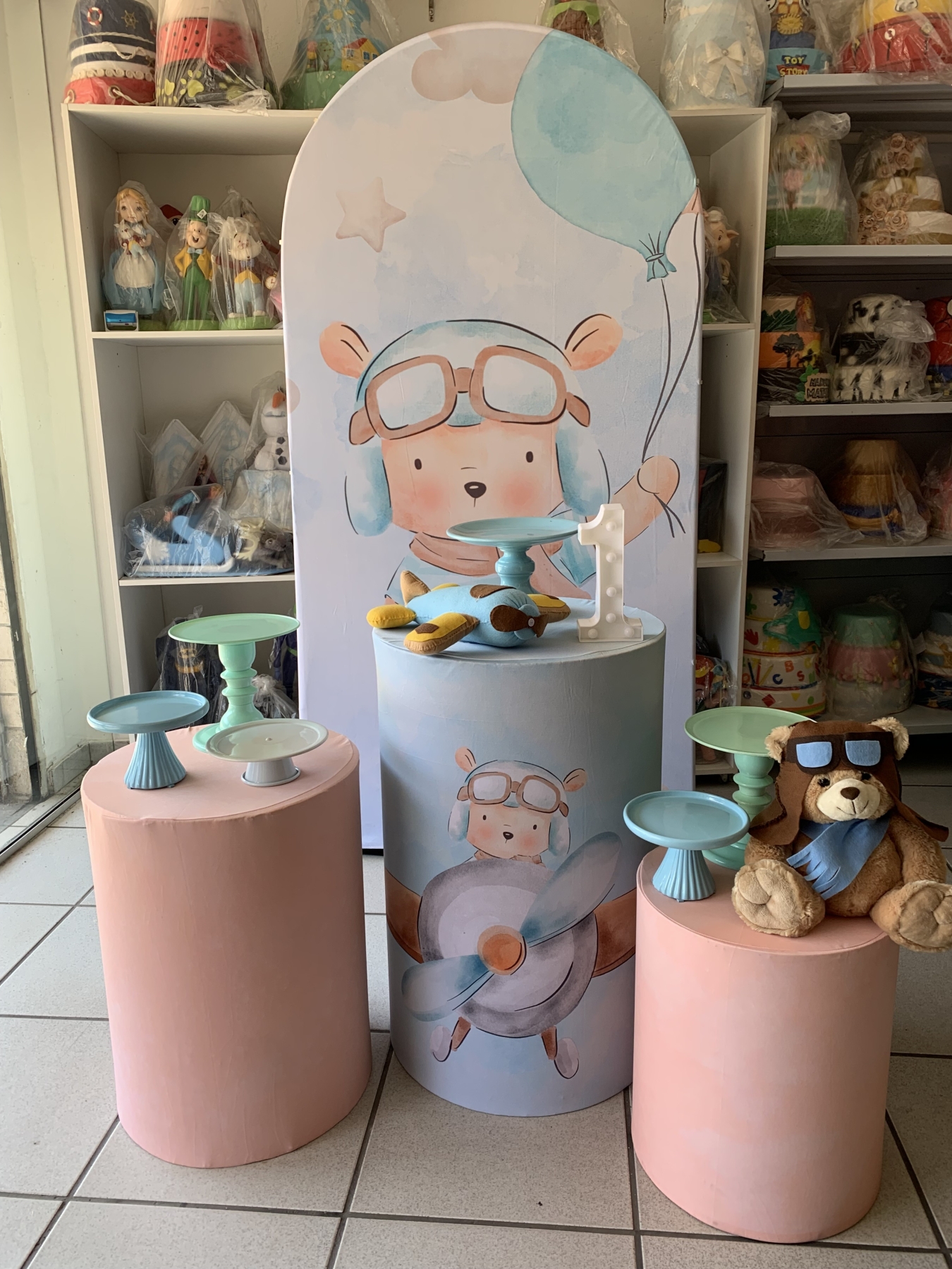 Urso Aviador - Boutique festa locações 
