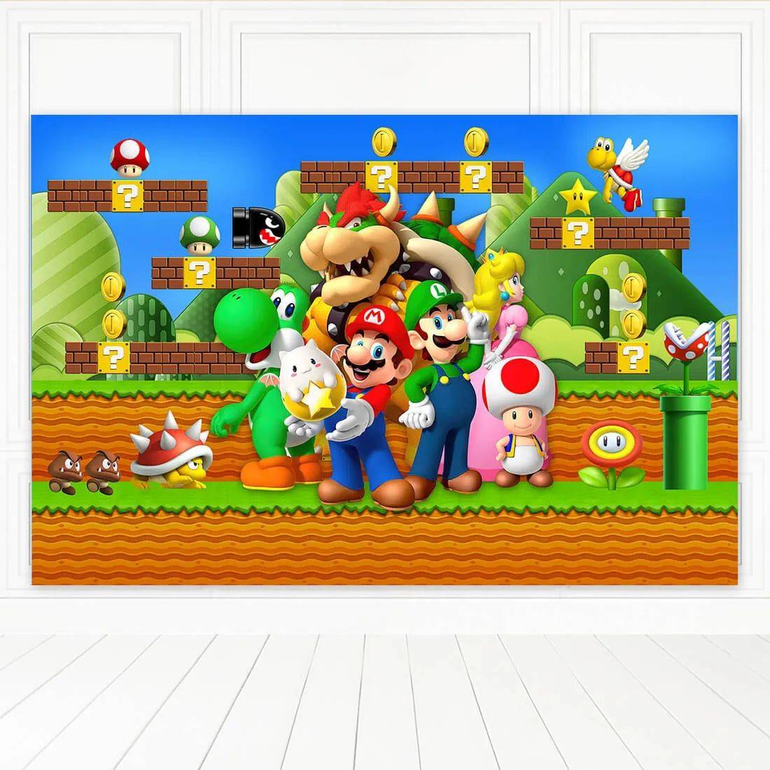 Painel  Retangular Super Mario - Boutique festa locações 
