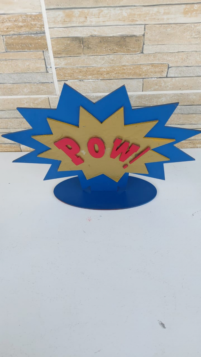 Placa Mdf Pow Heróis - Boutique festa locações 