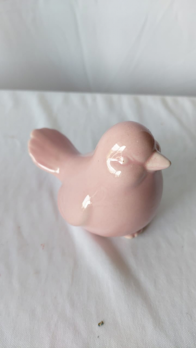 Passarinho Porcelana Rosa Claro Jardim - Boutique festa locações 