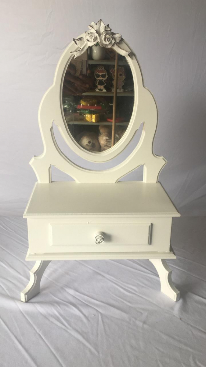 Camarim C/ Espelho Criadinho Branco - Boutique festa locações 