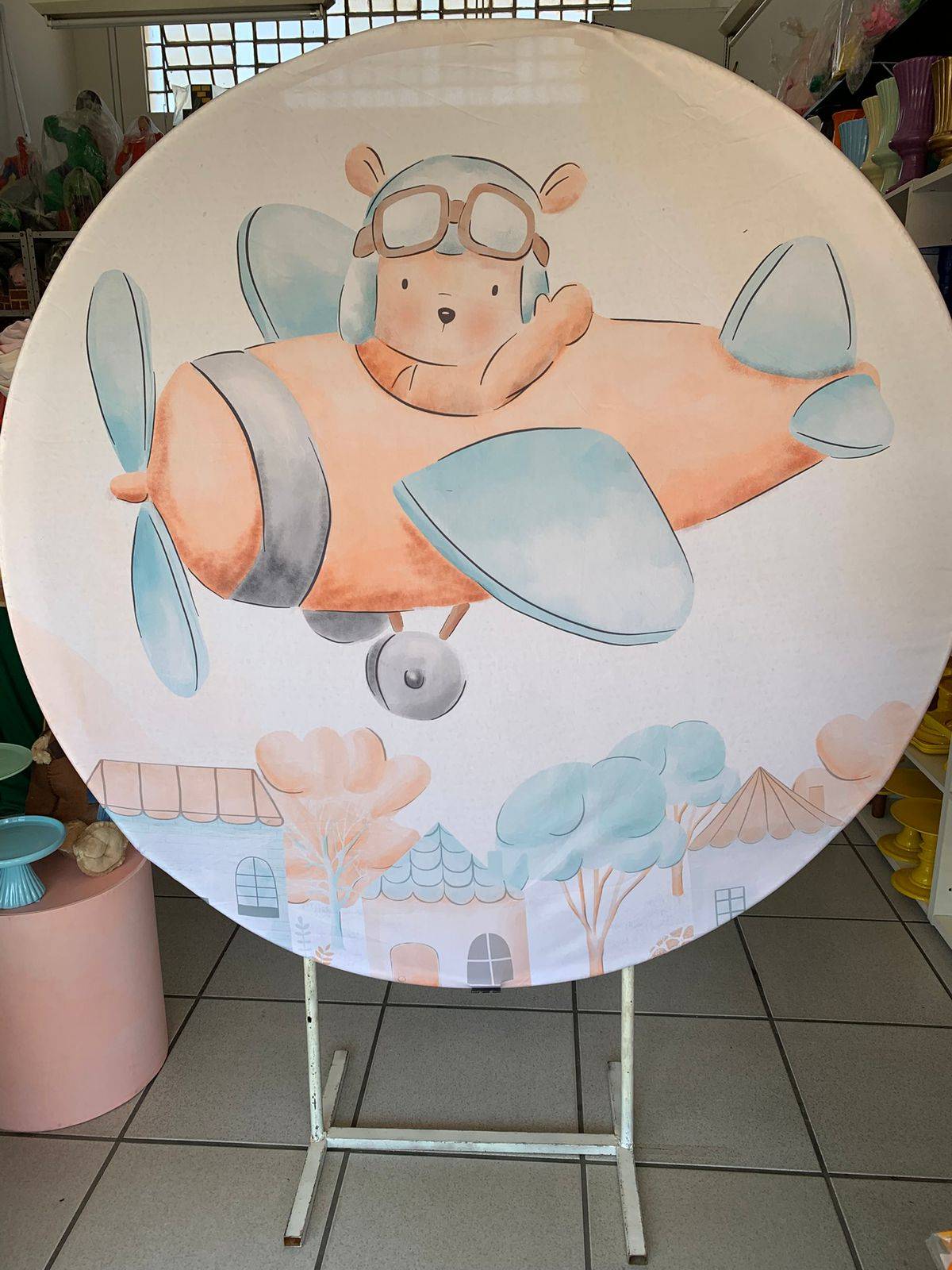 Painel Redondo  Urso Baloeiro /Urso Aviador - Boutique festa locações 