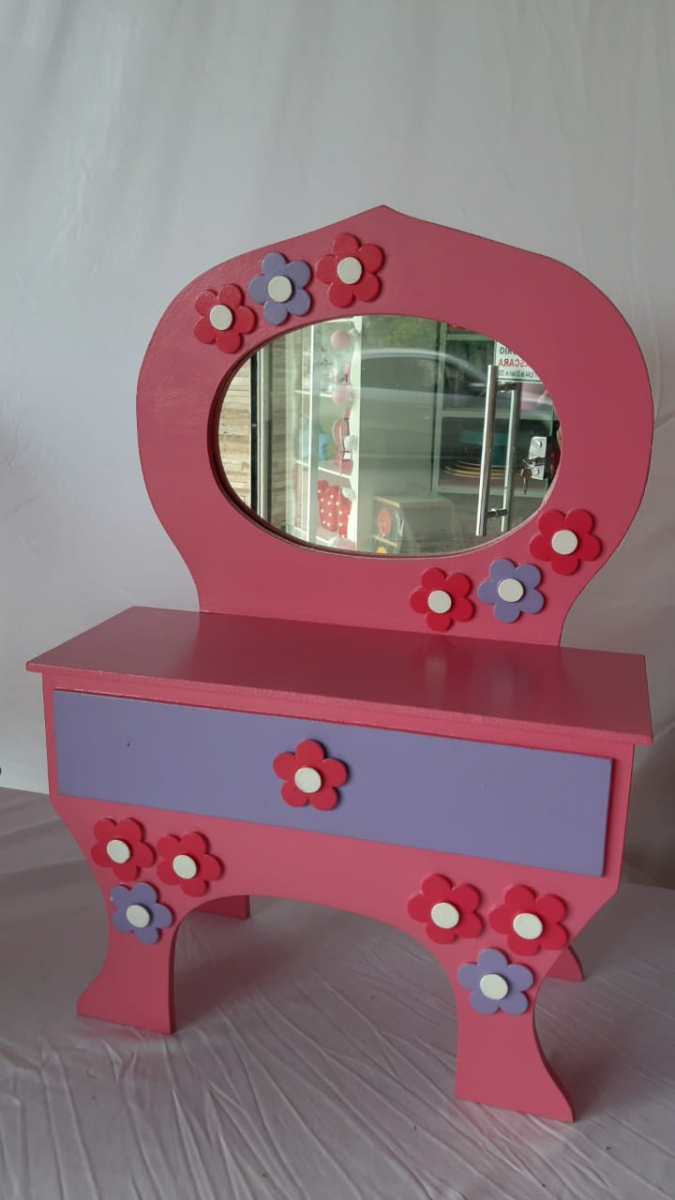 Camarim C/ Espelho Criadinho Gata Marie Rosa - Boutique festa locações 