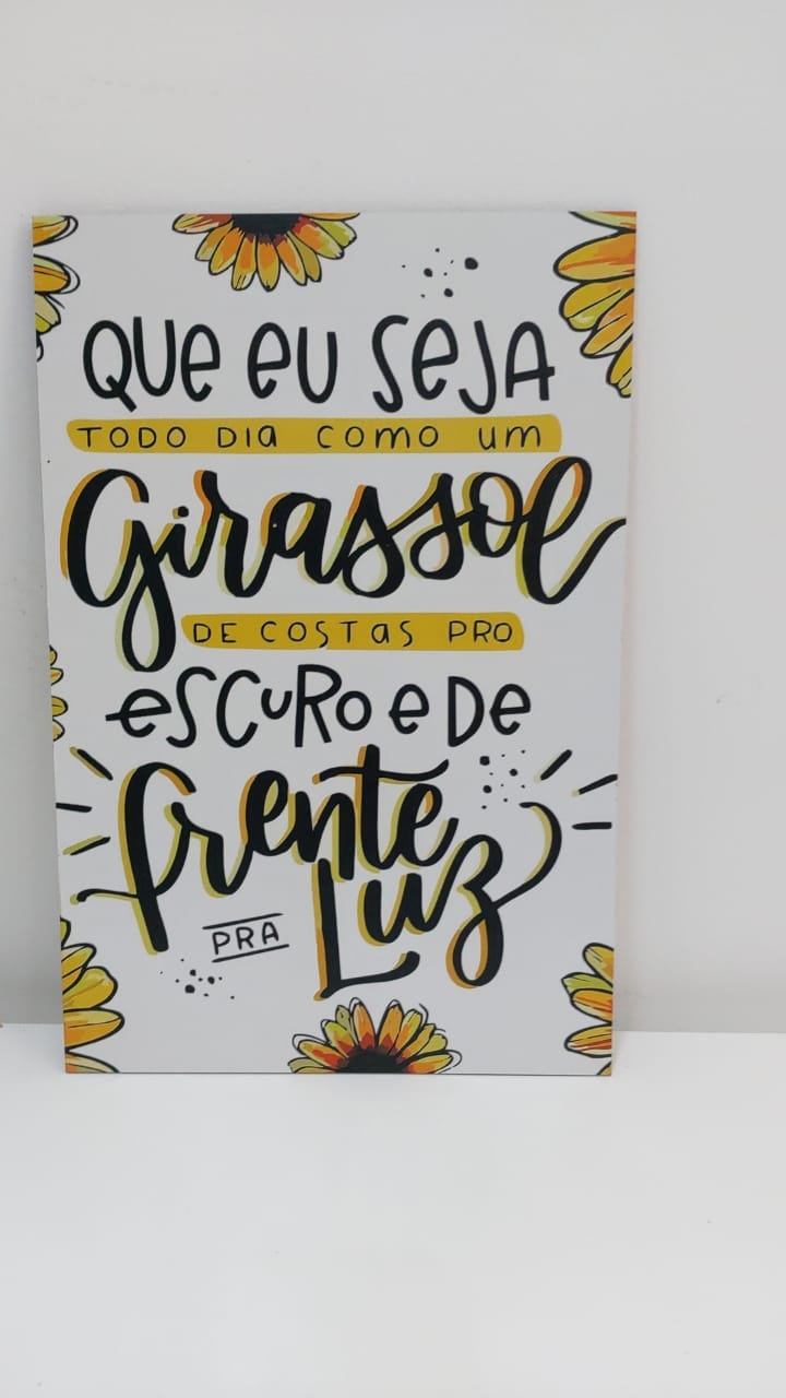 Plaquinha Girassol - Boutique festa locações 