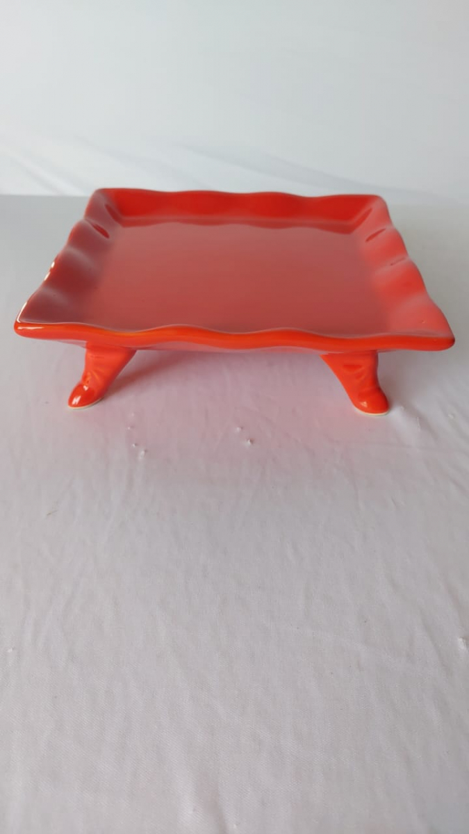 Bandeja Laranja Porcelana - Boutique festa locações 