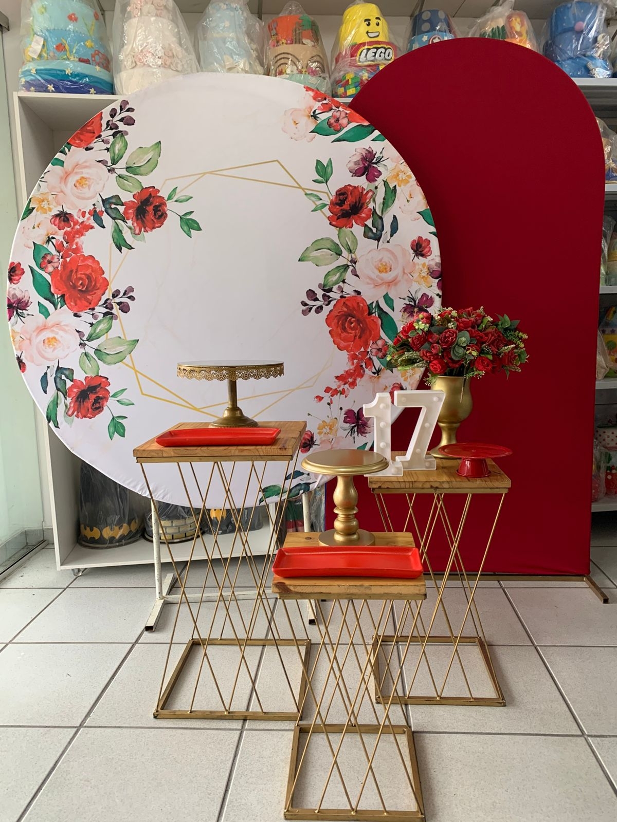 Floral Vermelho - Boutique festa locações 