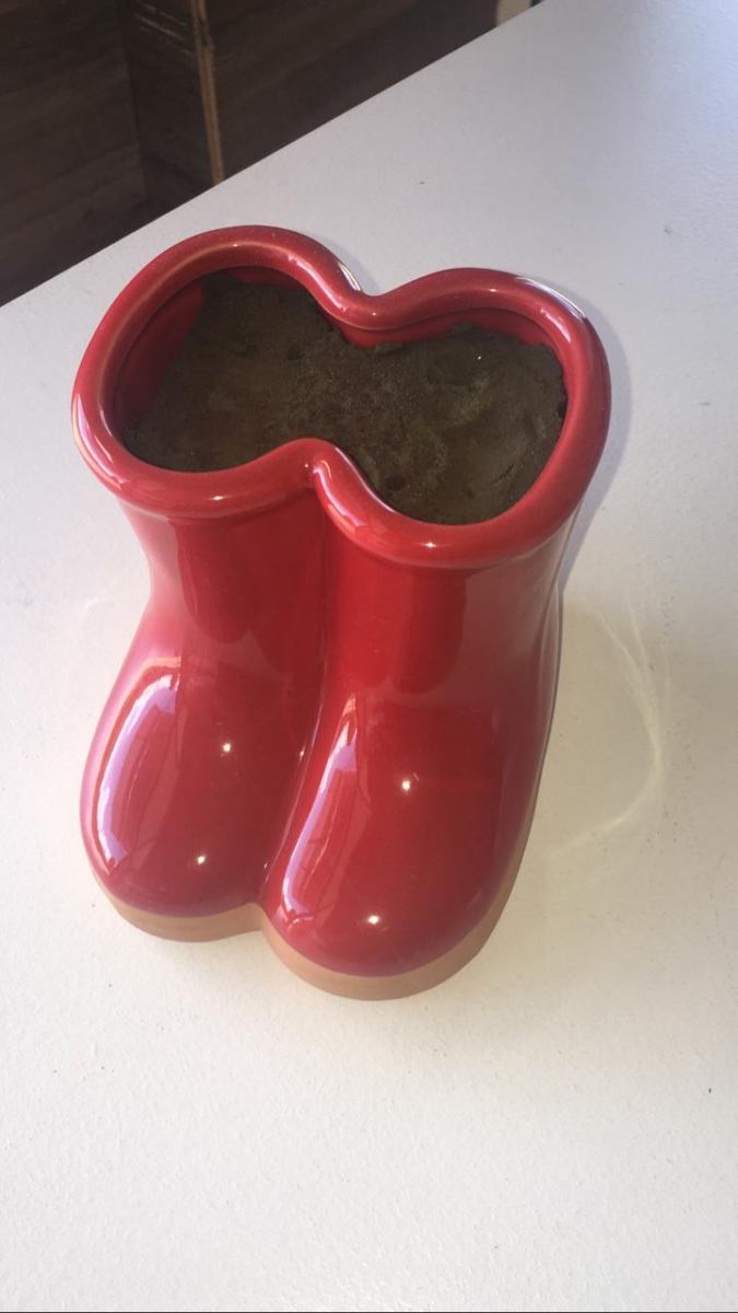 Botinha Porcelana Vermelha C/ Borda - Boutique festa locações 