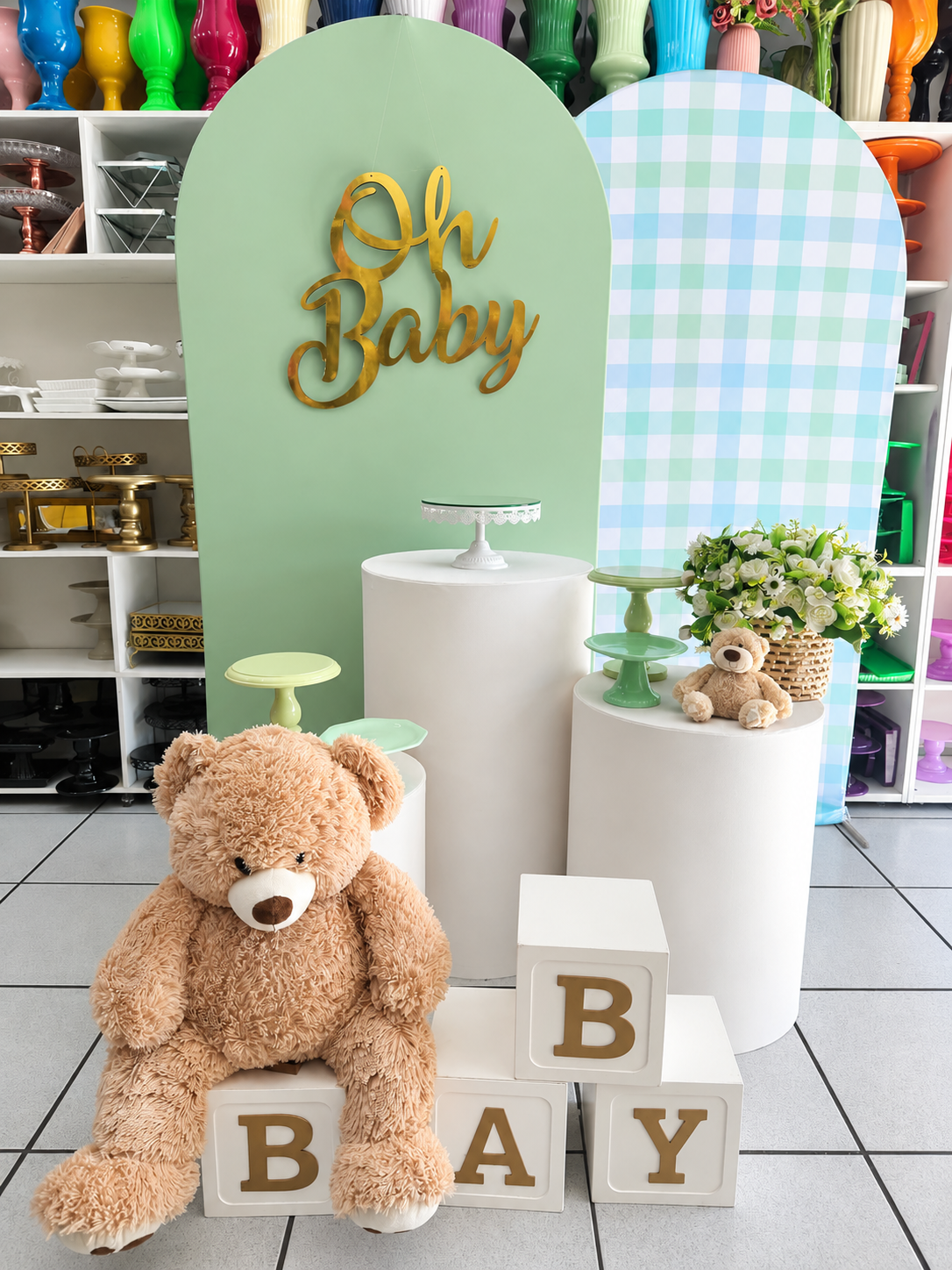 Chá de Bebê Verde E Azul 2 - Boutique festa locações 