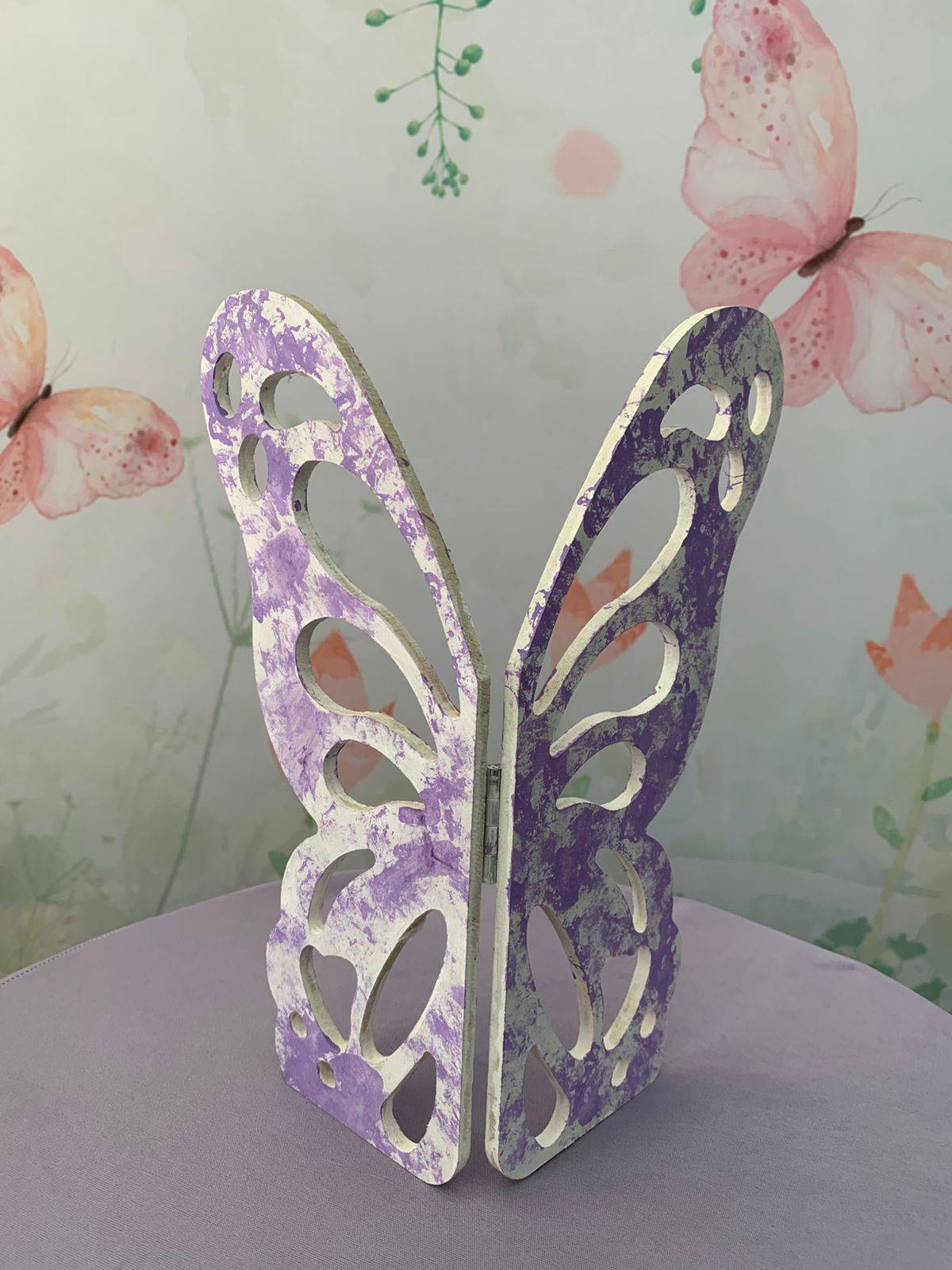 Borboleta Lilás Jardim de Mesa - Boutique festa locações 
