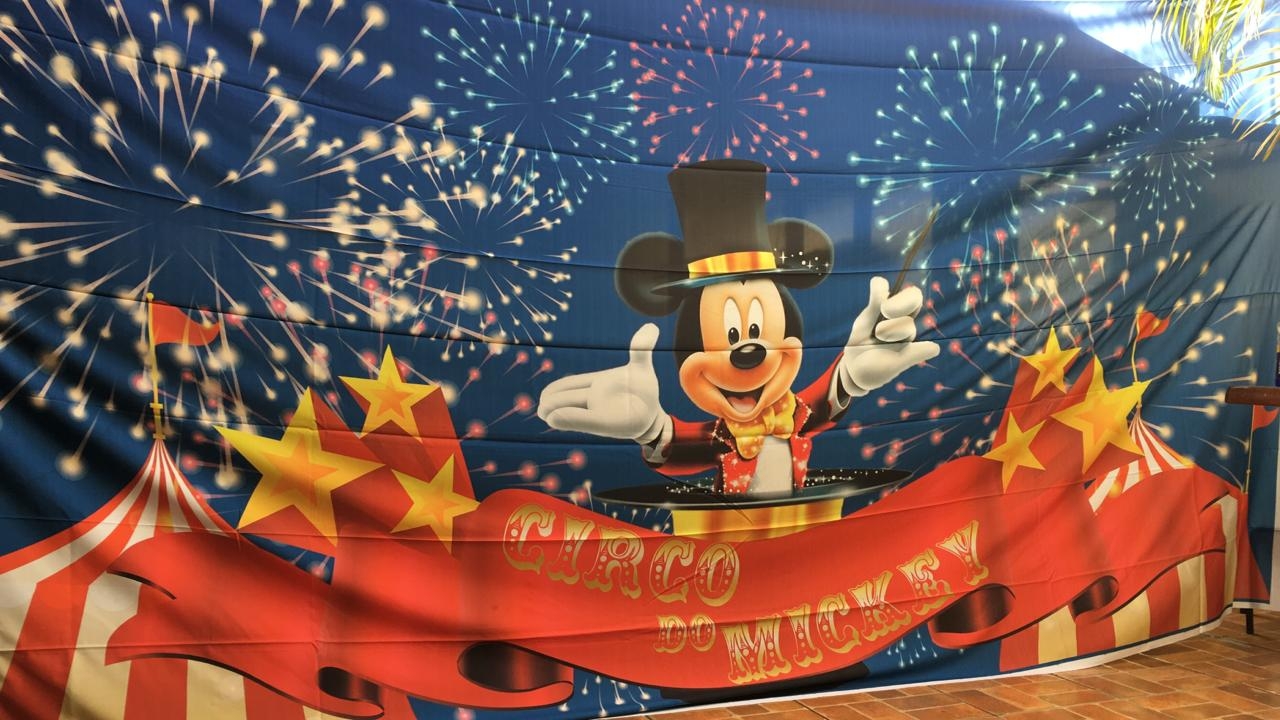 Painel  Retangular Circo Do Mickey - Boutique festa locações 