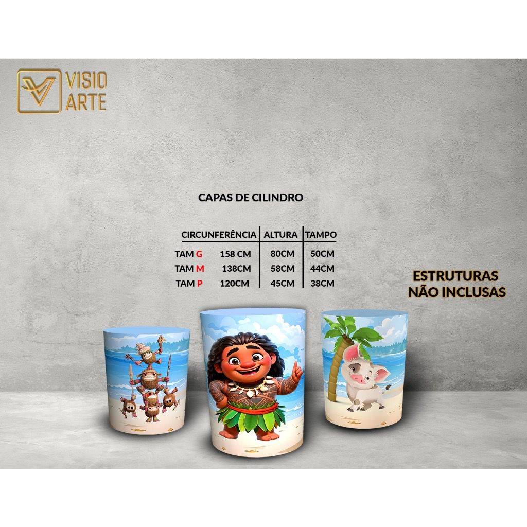 Trio Capa de  Cilindro Moana Baby - Boutique festa locações 