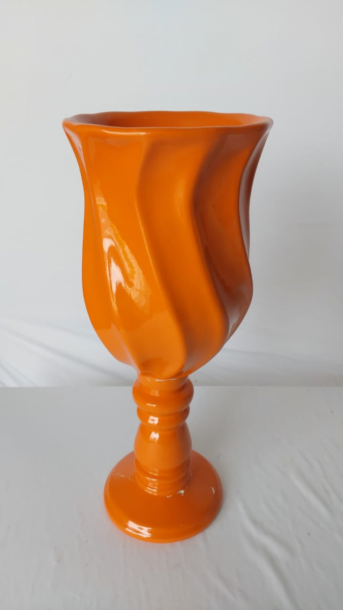 Vaso Laranja Porcelana Aspiral - Boutique festa locações 