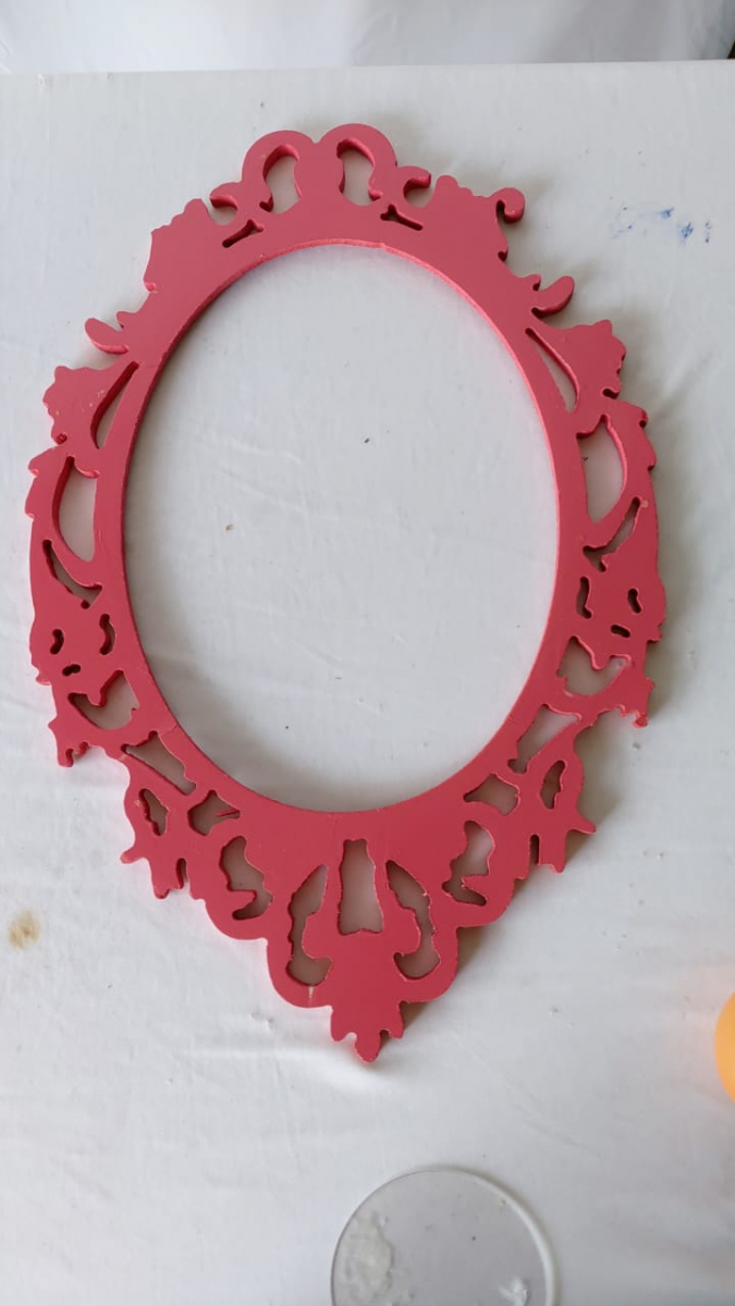 Moldura Elipse Rosa Mdf - Boutique festa locações 