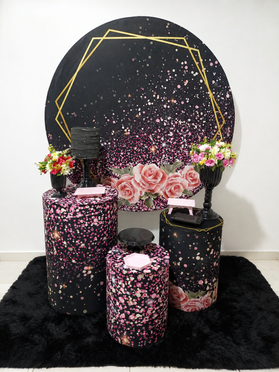 Kit Prata 1 Floral Preto - Somathe festas 