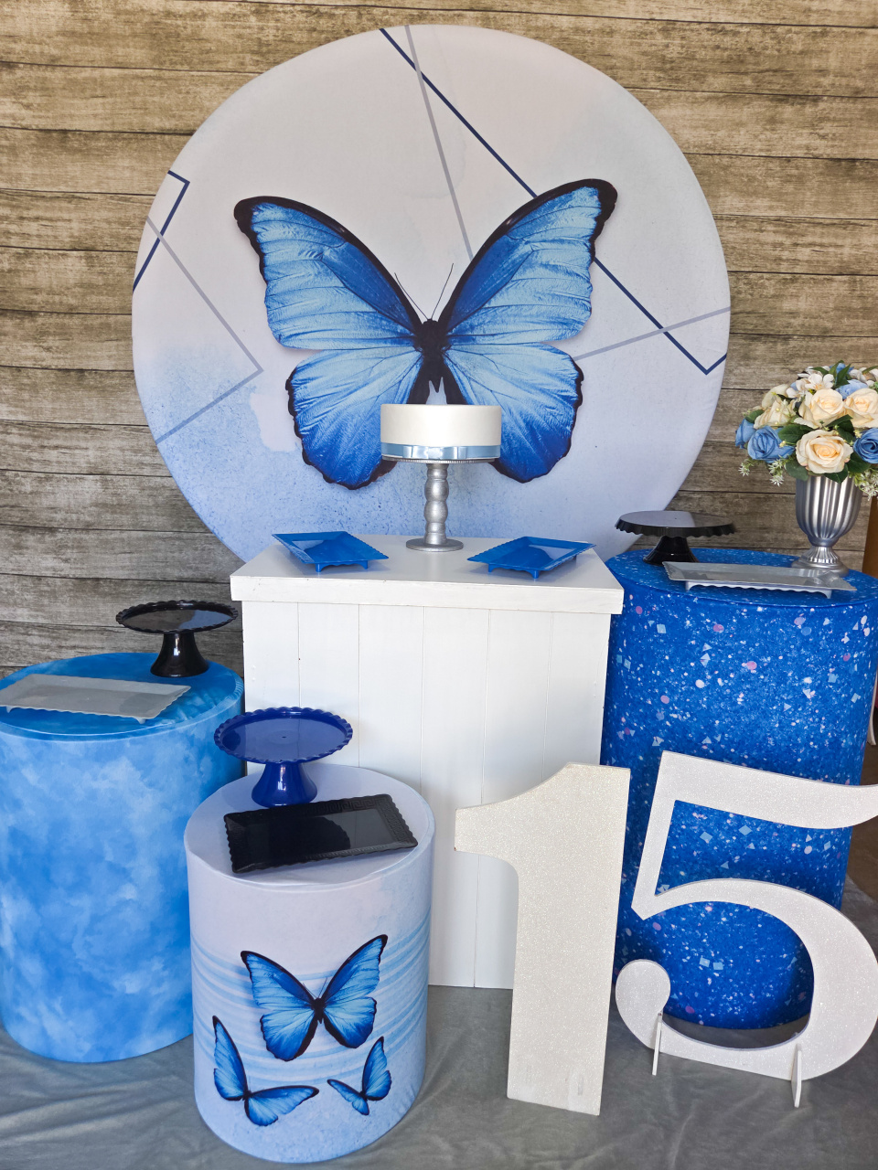 Borboleta Azul - Kit Prata - Anelan Artes e Decorações