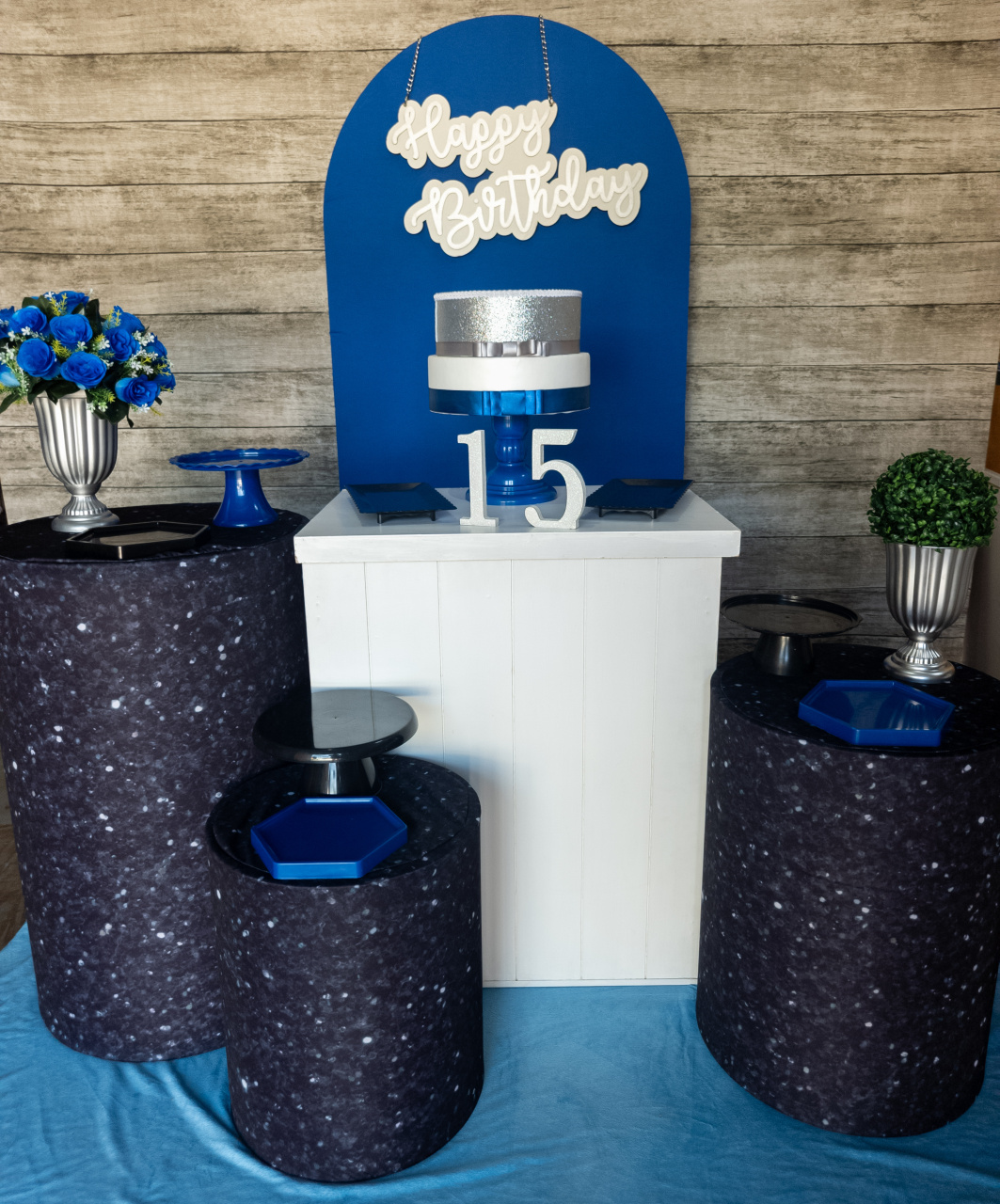 Azul E Preto - Kit Prata - Anelan Artes e Decorações