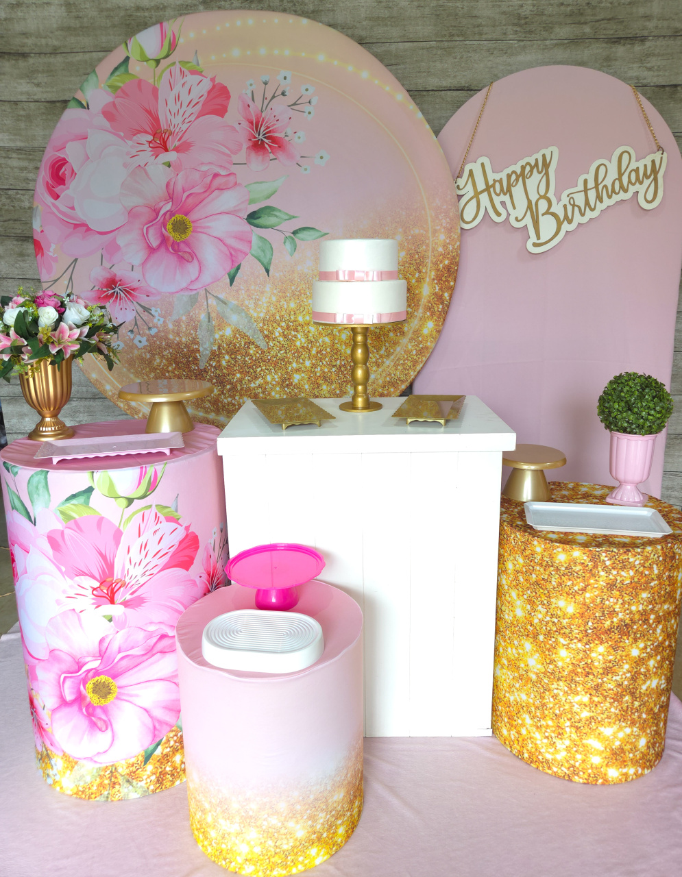 Floral Rosa - Kit Ouro - Anelan Artes e Decorações