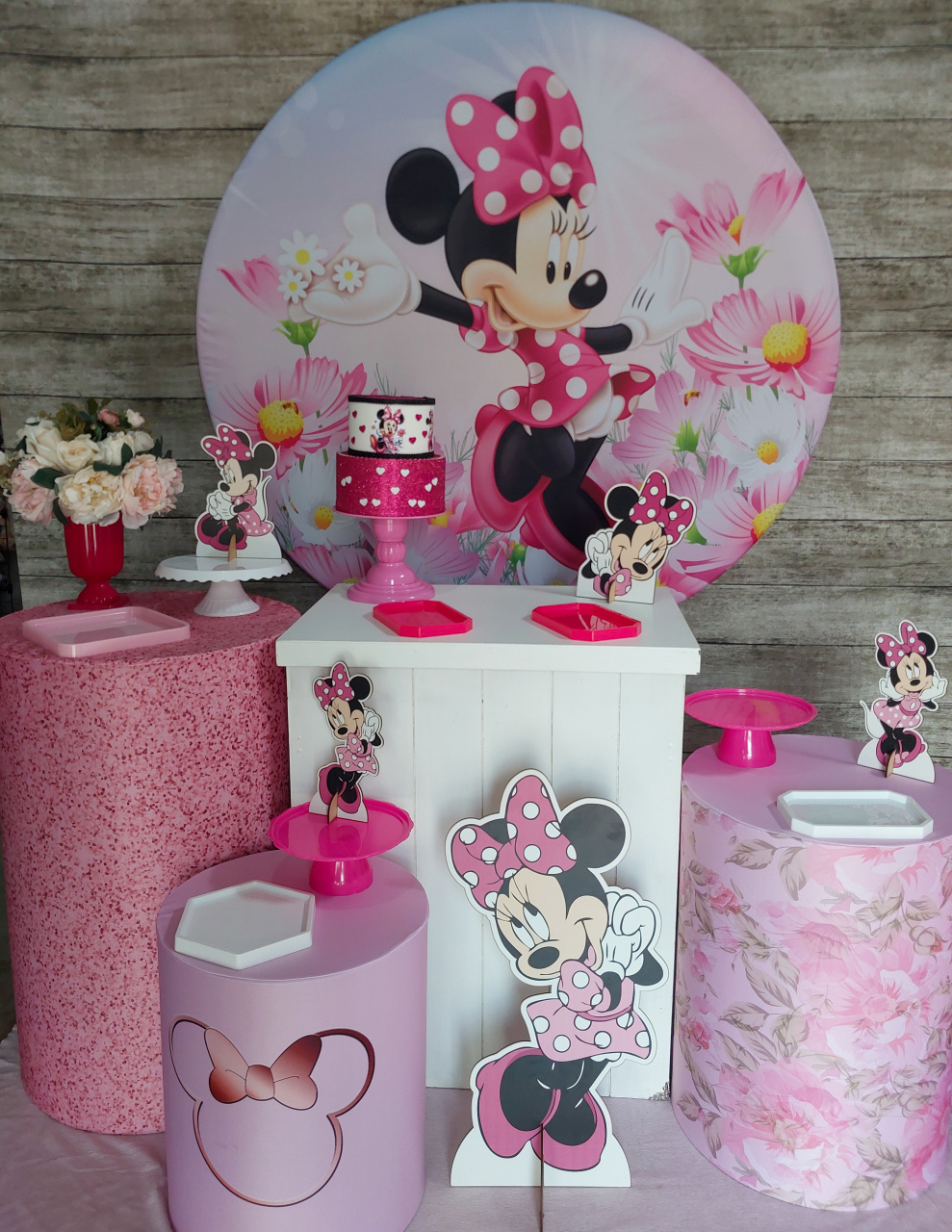 Minnie Rosa - Kit Prata - Anelan Artes e Decorações