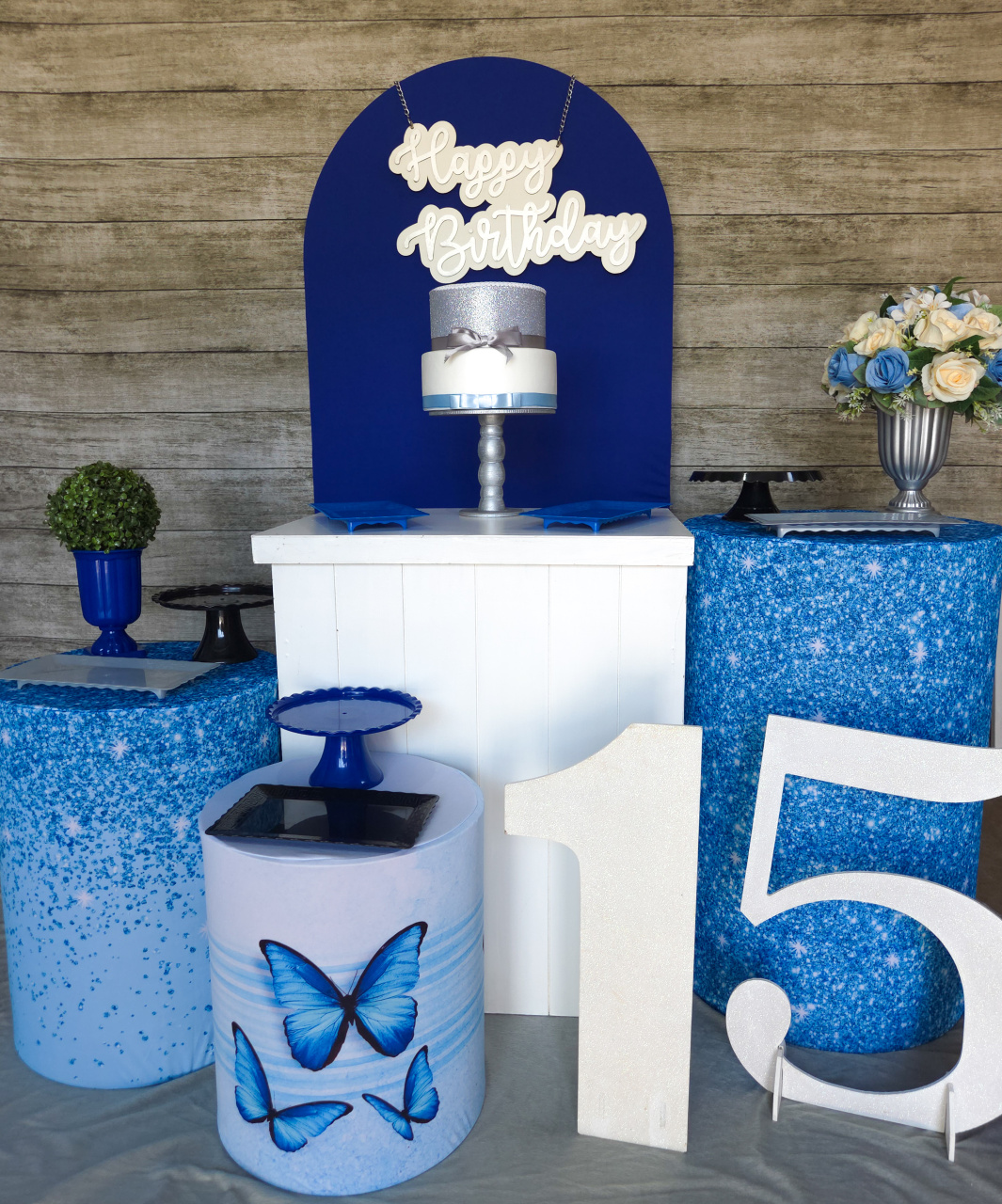 Azul Com Glitter - Kit Prata - Anelan Artes e Decorações