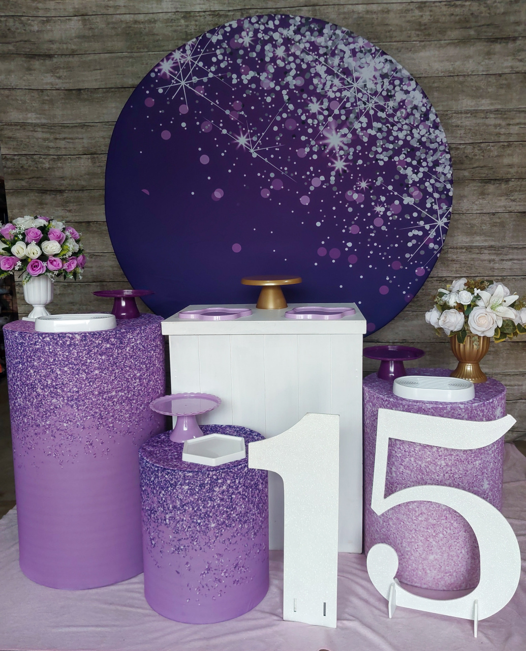 Roxo Com Glitter - Kit Prata - Anelan Artes e Decorações