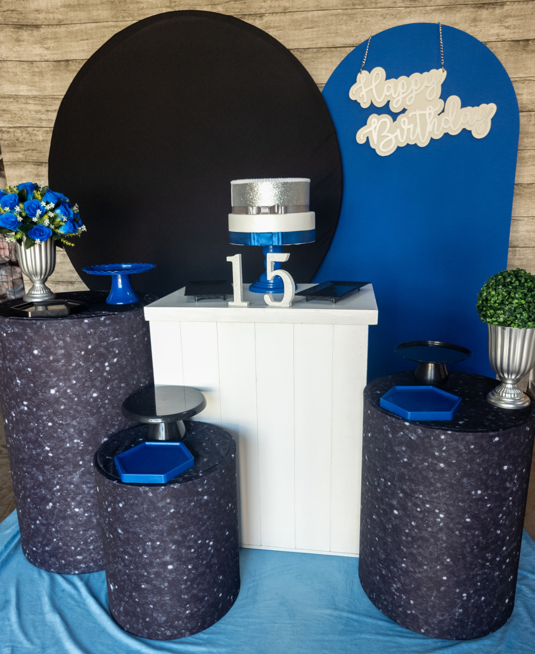 15 Anos Azul E Preto - Kit Ouro - Anelan Artes e Decorações