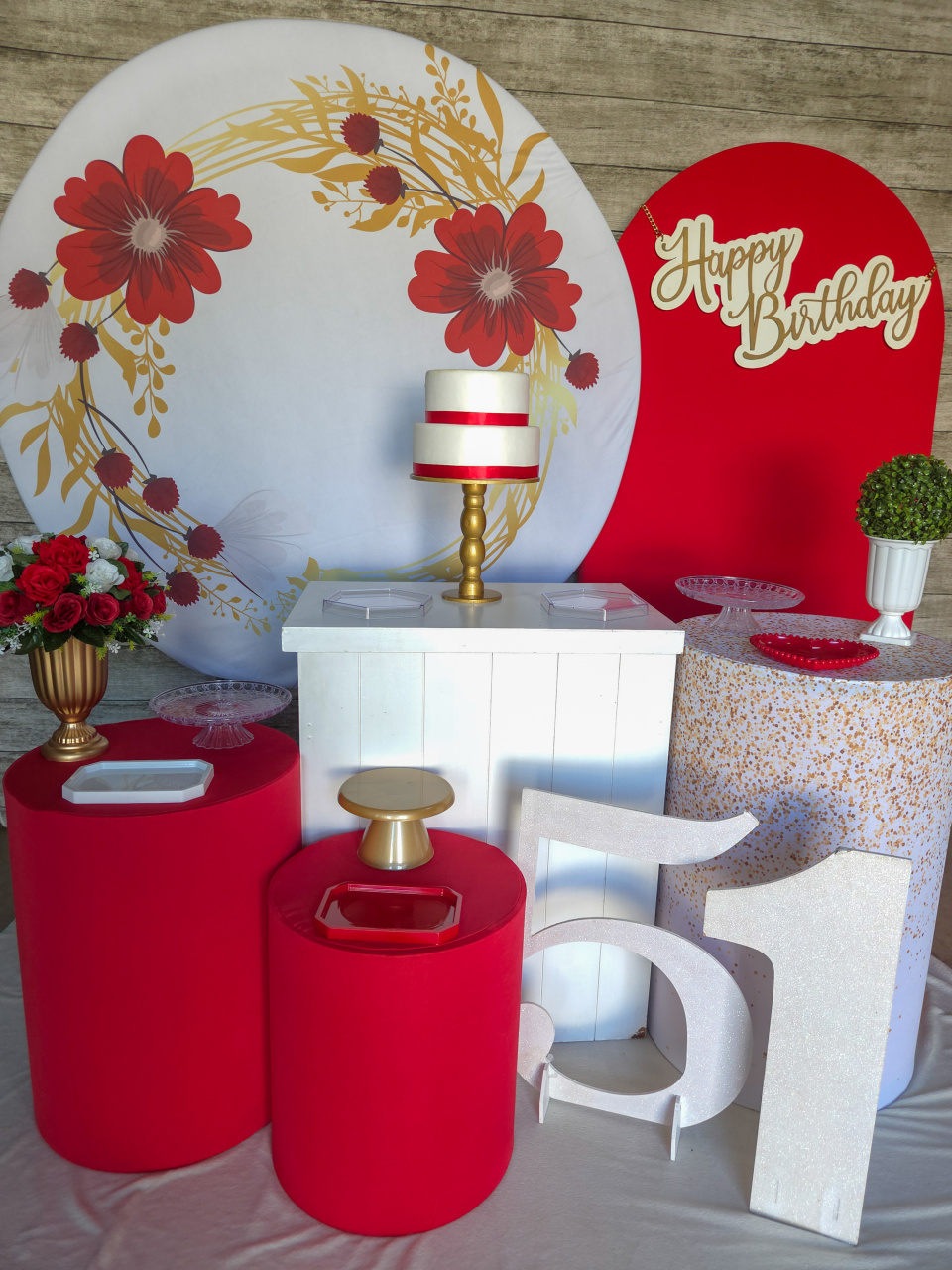 Florido Dourado E Vermelho - Kit Ouro - Anelan Artes e Decorações