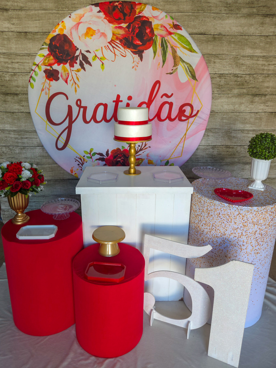 Gratidão Vermelho - Kit Prata - Anelan Artes e Decorações