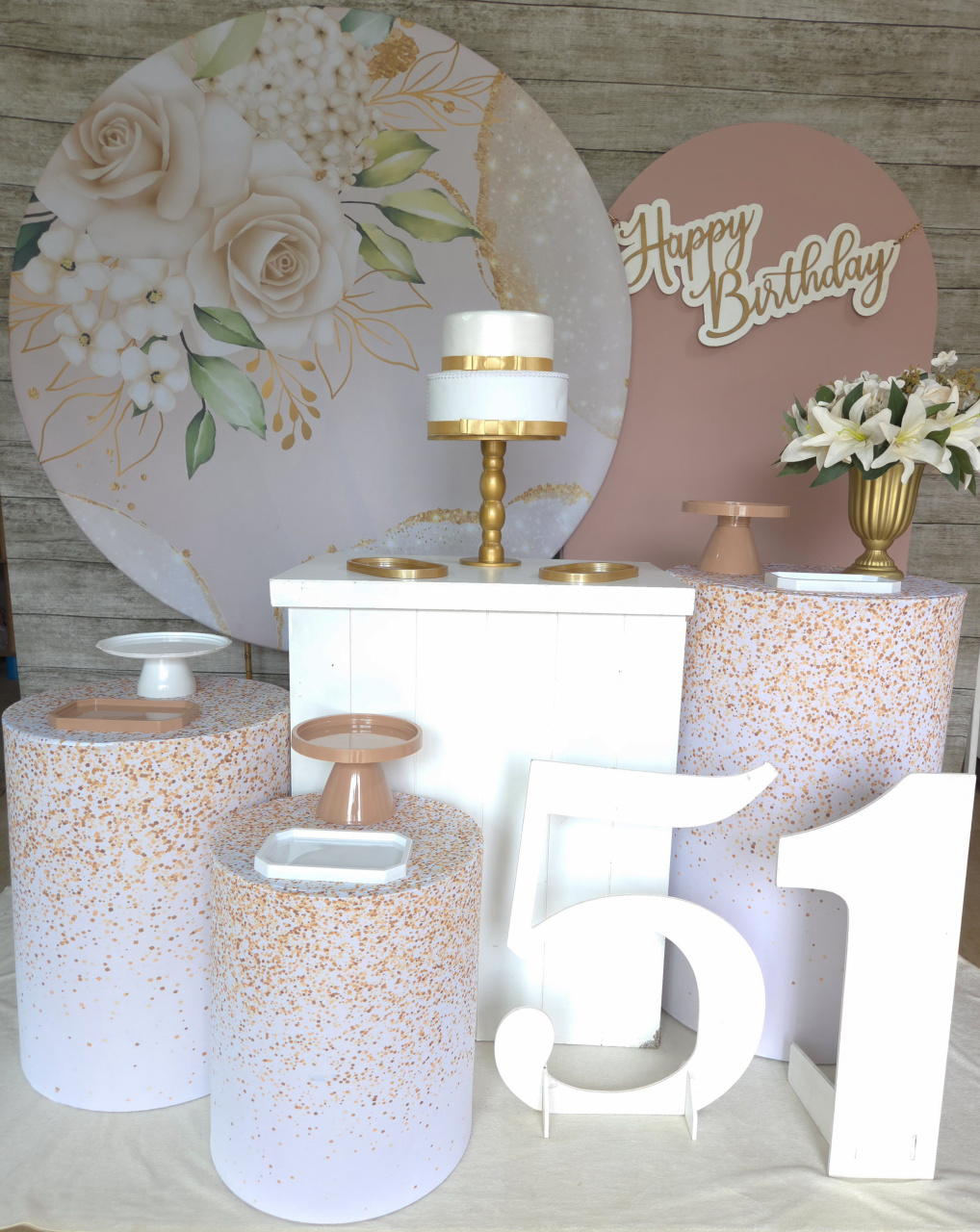 Floral Rosas Brancas - Kit Ouro - Anelan Artes e Decorações