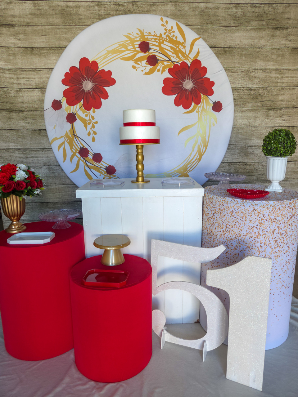 Florido Dourado E Vermelho - Kit Prata - Anelan Artes e Decorações