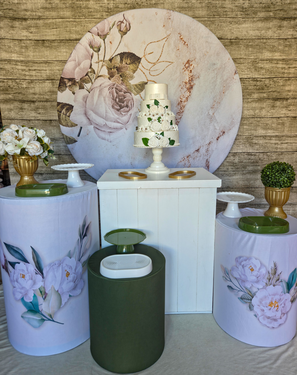 Floral de Rosas E Verde - Kit Prata - Anelan Artes e Decorações