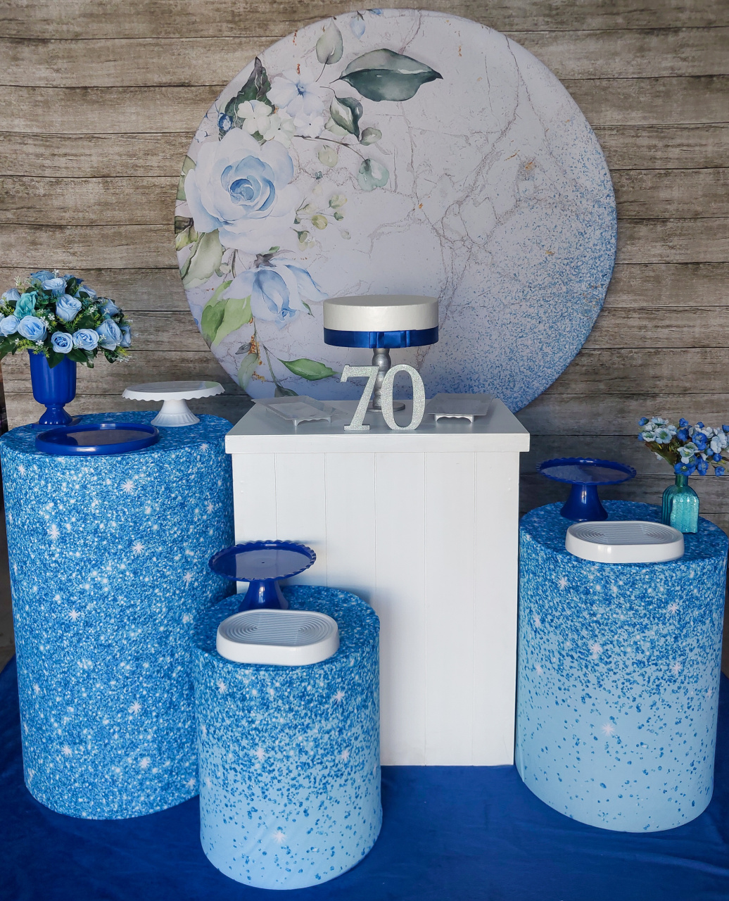 Flores Azuis - Kit Prata - Anelan Artes e Decorações