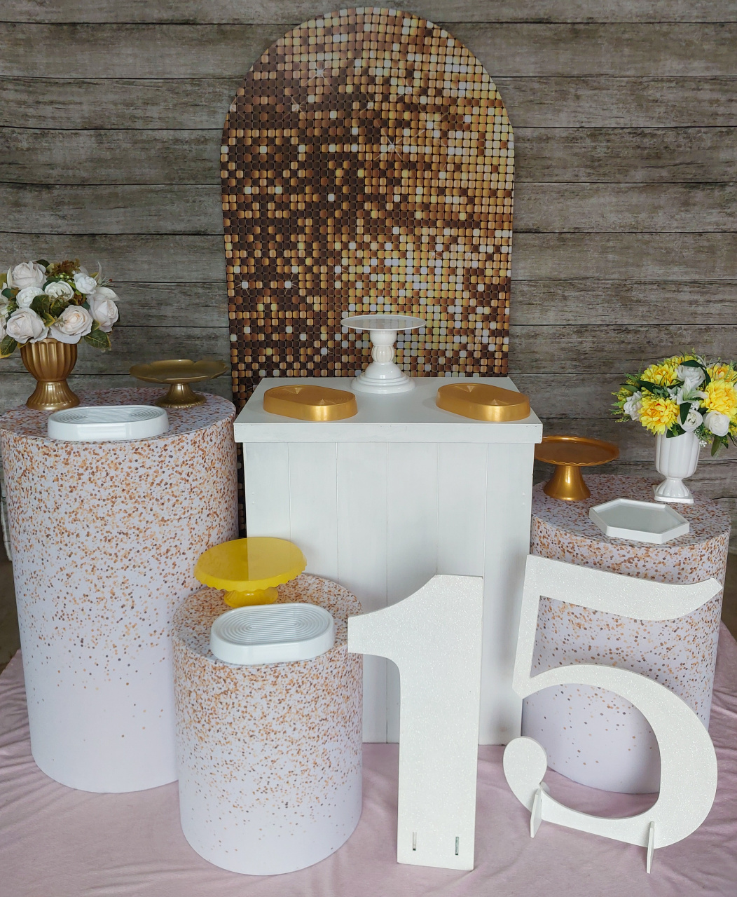 Dourado Com Glitter - Kit Prata - Anelan Artes e Decorações