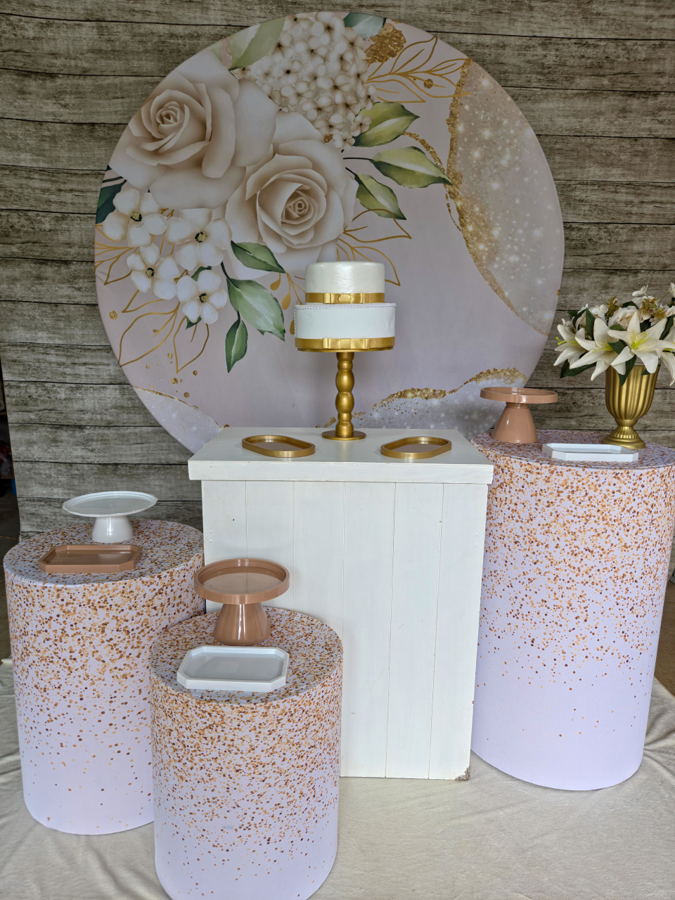 Floral Rosas Brancas - Kit Prata - Anelan Artes e Decorações