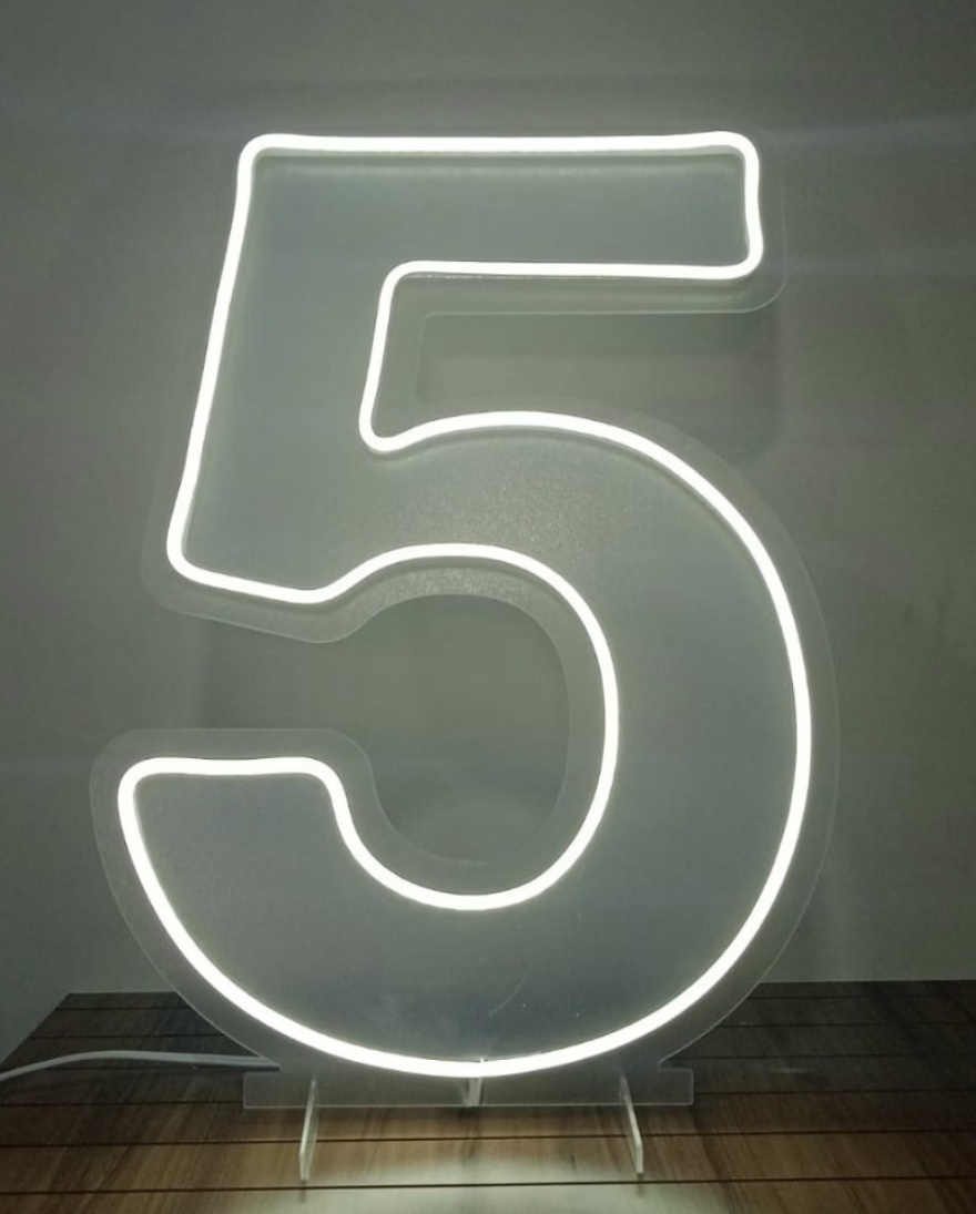 Número 5 de Led - Decore com amor 
