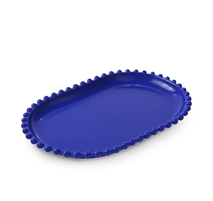 Bandeja Azul Royal Pérola Pequena - Decore com amor 