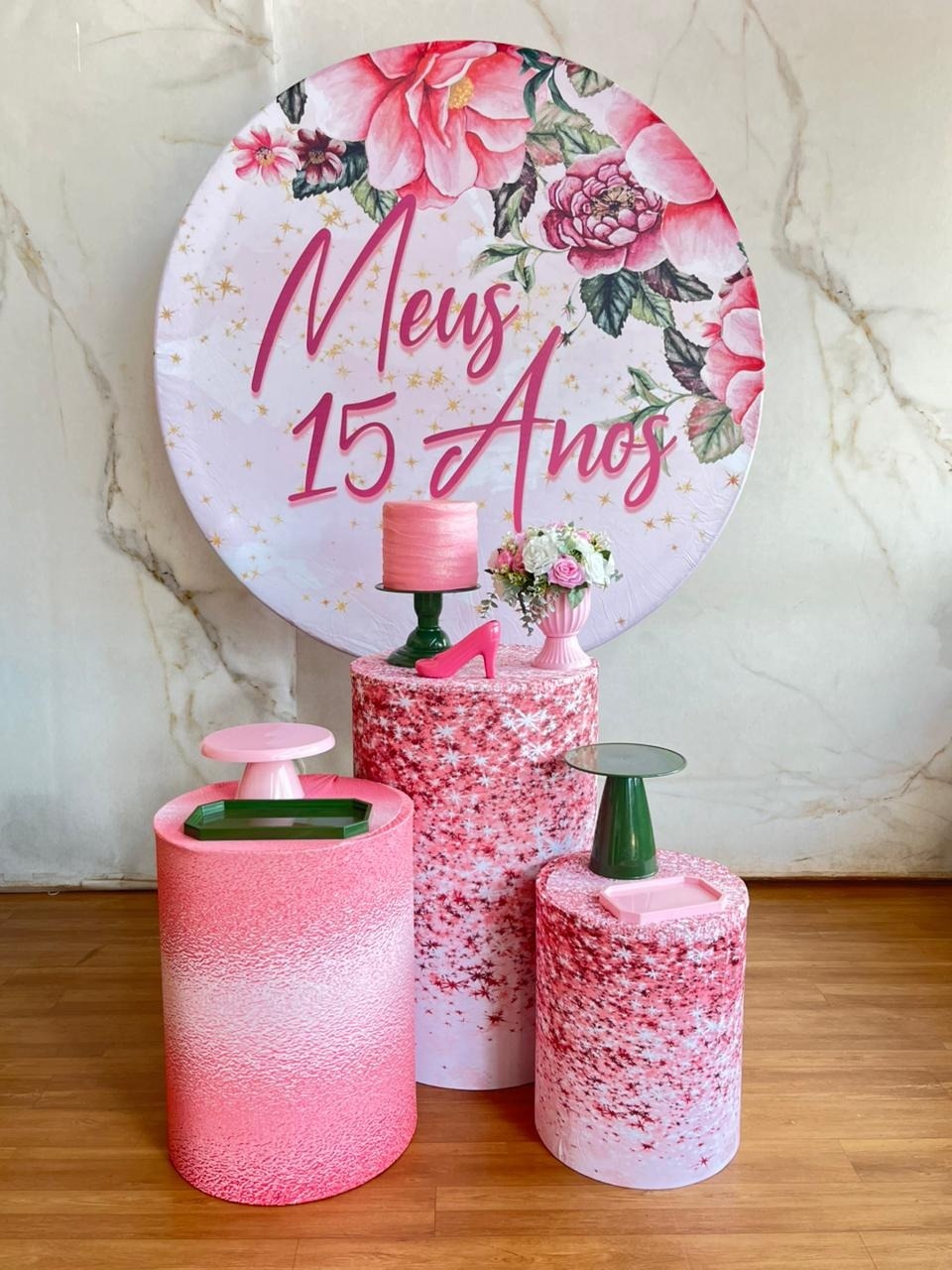 Kit Prata Meus 15 Anos - Rosa 