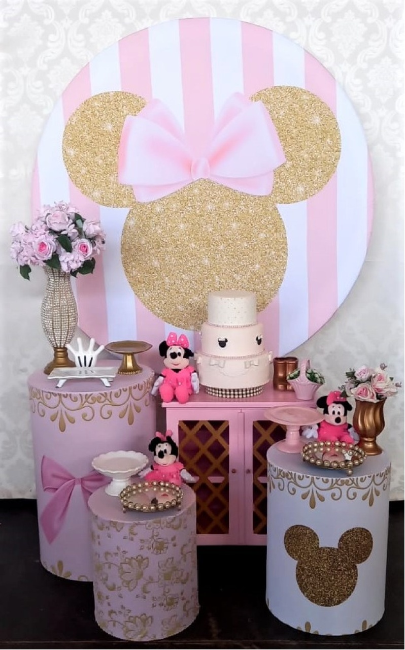 Kit Ouro Minnie Dourada  - Cantinho da Cris Reis
