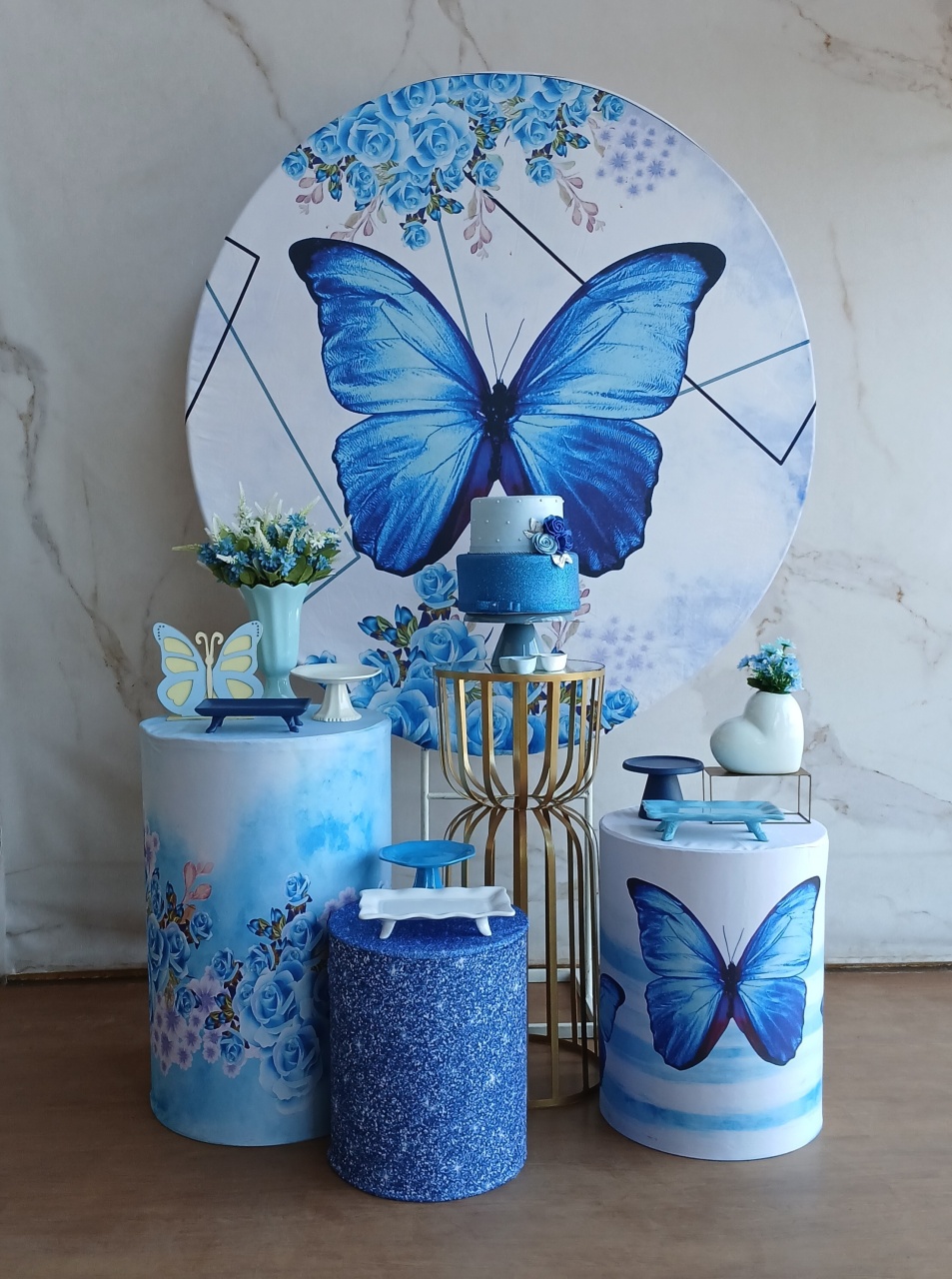 Kit Ouro Borboleta Azul  - Cantinho da Cris Reis