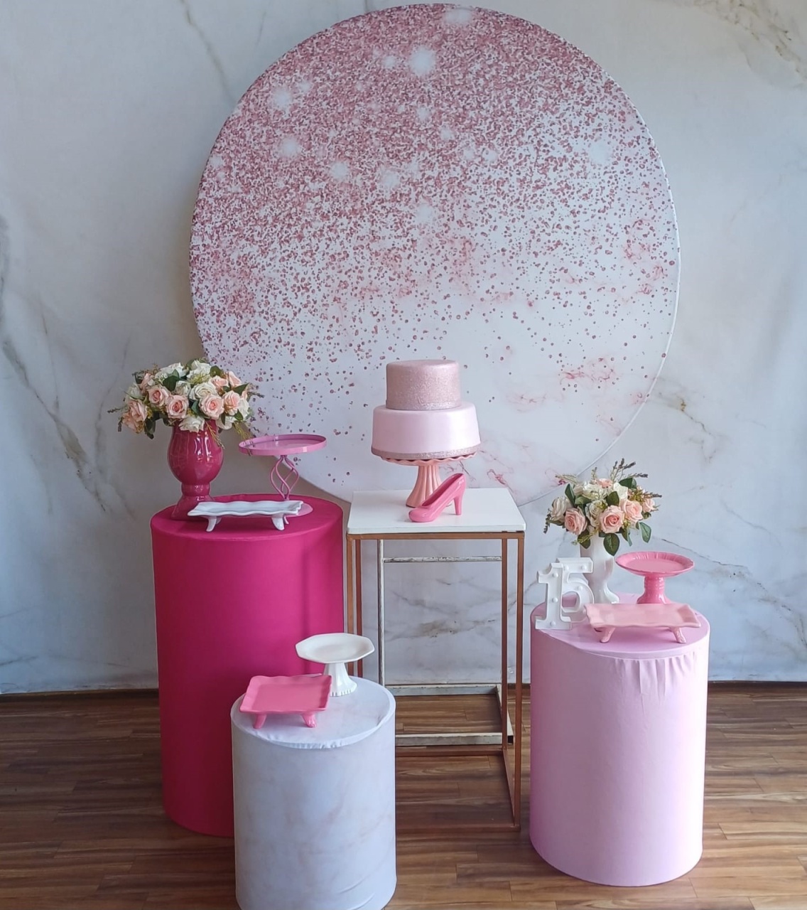 Kit Ouro Pink Com Gliter  - Cantinho da Cris Reis