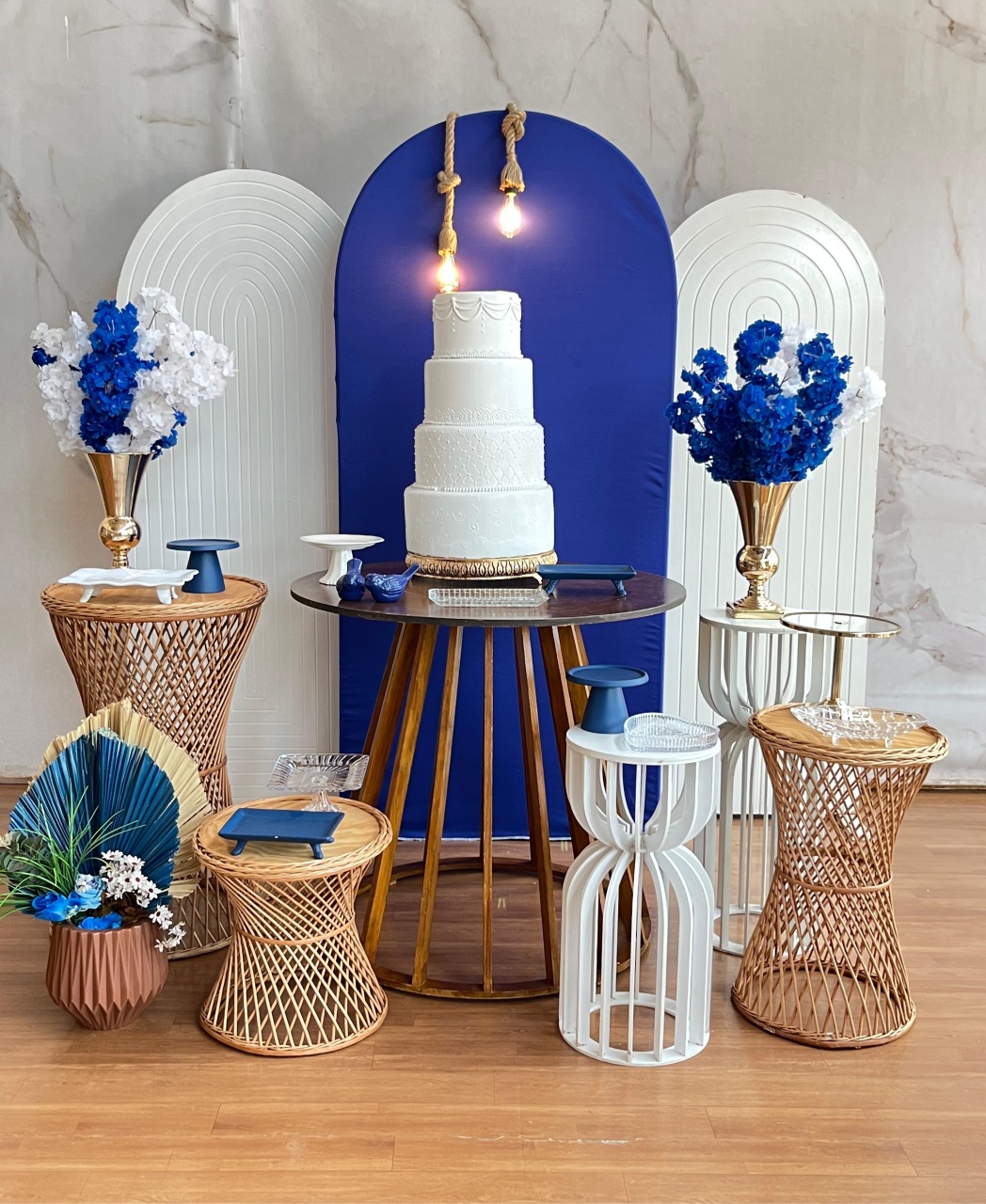 Casamento Mesa Central Vime P Azul - Cantinho da Cris Reis