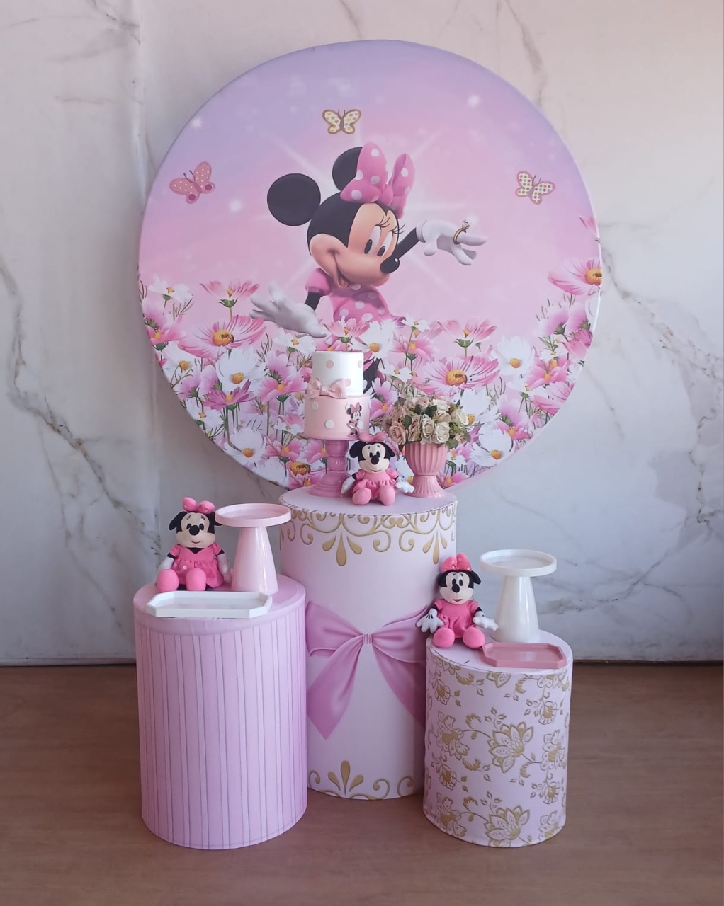 Kit Prata Minnie Rosa  - Cantinho da Cris Reis