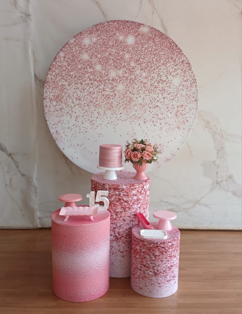 Kit Prata Rosa Com Gliter  - Cantinho da Cris Reis