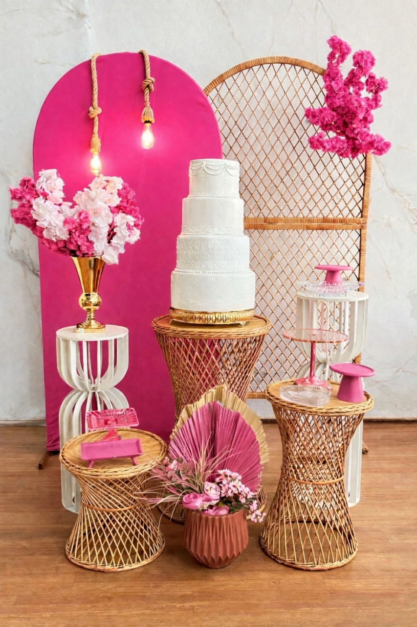 Casamento Mesa Vime P Rosa 2 - Cantinho da Cris Reis